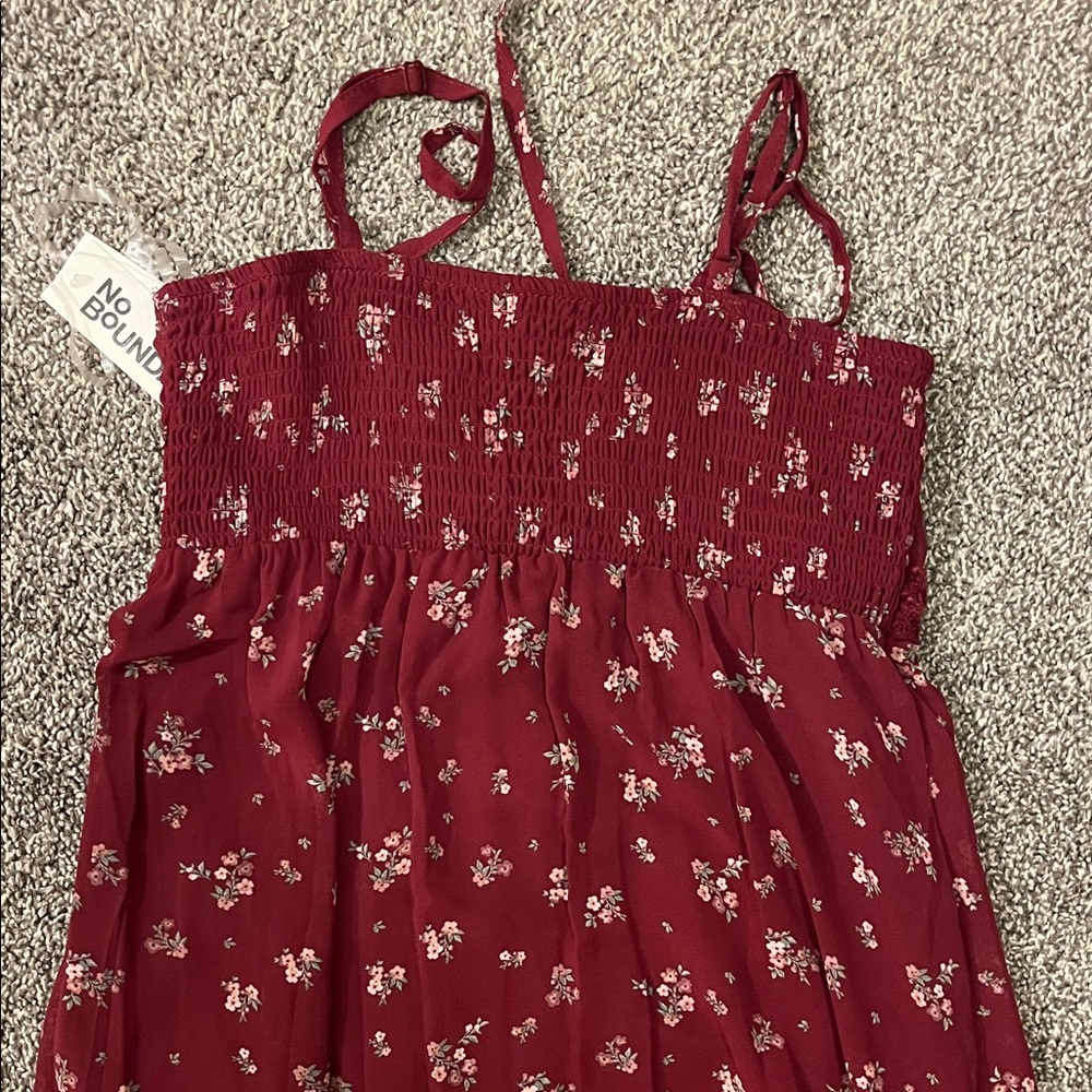 No Boundaries Burgundy Floral Maxi Dress - Picture 4 of 4